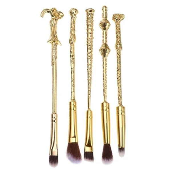 5 Piece Magic Potter Gold Inspired Makeup Brush Set