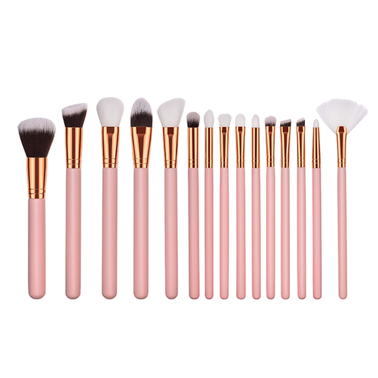 15 Piece Blush Kabuki Makeup Brush Set