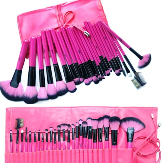 Hot Pink 24 Piece Make Up Brush Set