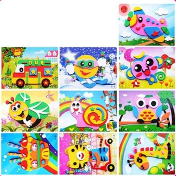 10-Piece 3D EVA Cartoon Foam Sticker Puzzle