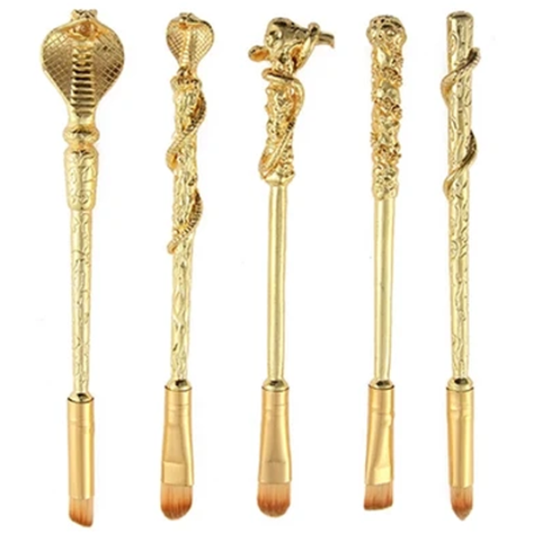 5 Piece Magic Potter Gold Inspired Makeup Brush Set