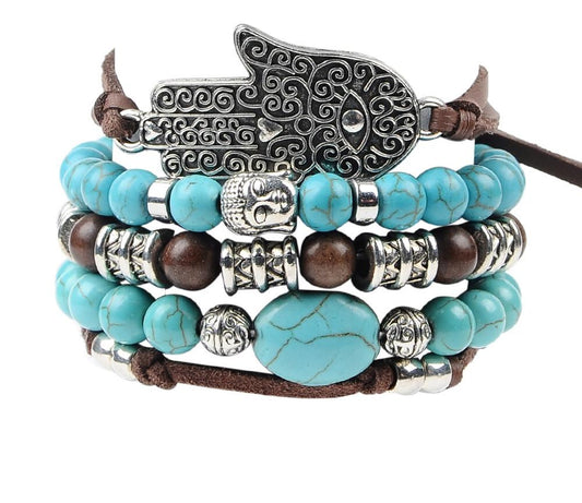 Hamsa Four Rope Turquoise Bracelet - Florence Scovel - 1