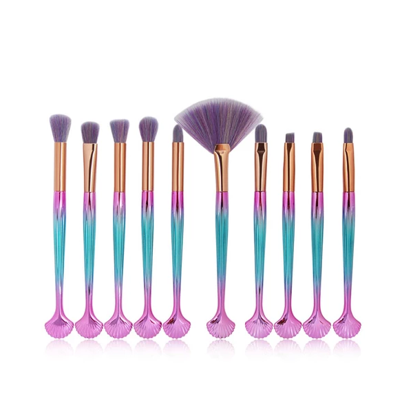 10 Piece Fins Of A Mermaid Makeup Brush Set