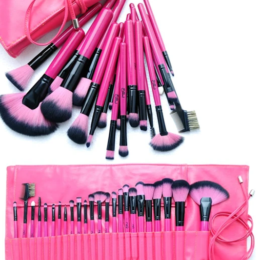 Hot Pink 24 Piece Make Up Brush Set