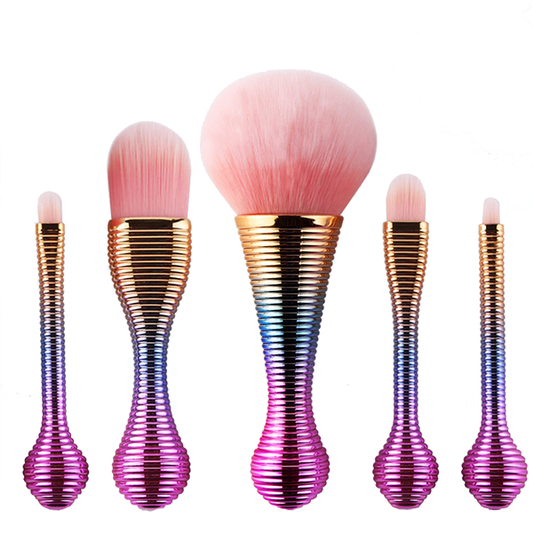 5 Piece Mini Rainbow Makeup Brush Set