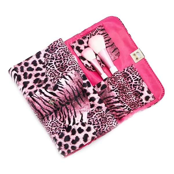 Pink Leopard 24 Piece Makeup Brush Set