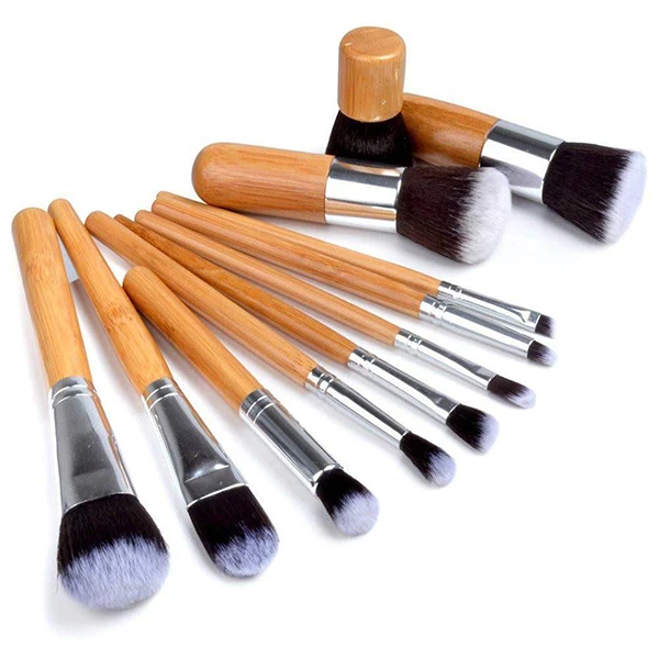 10 Piece Bamboo Makeup Brush Set