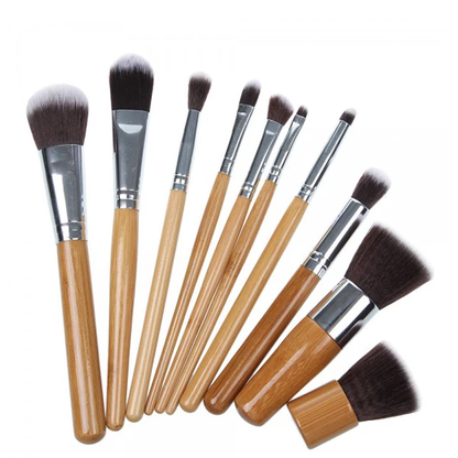 10 Piece Bamboo Makeup Brush Set