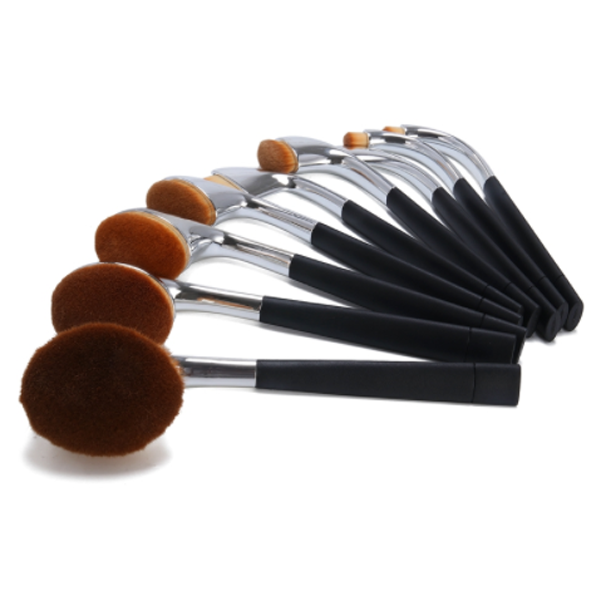 9 Piece High Shine Oval Makeup Brush Set