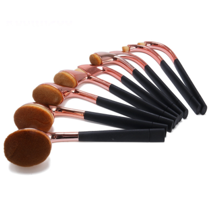 9 Piece High Shine Oval Makeup Brush Set