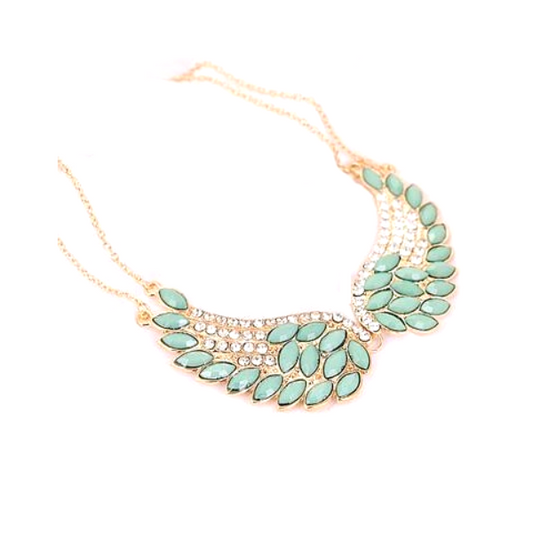 Turquoise Beads Angel Wing Statement Necklace - Florence Scovel - 1