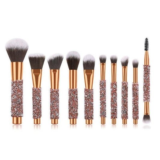 10 Piece Diamond Dust Makeup Brush Set