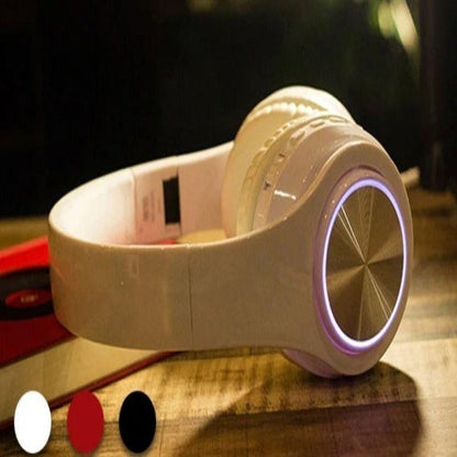 Bluetooth headphones with LED light