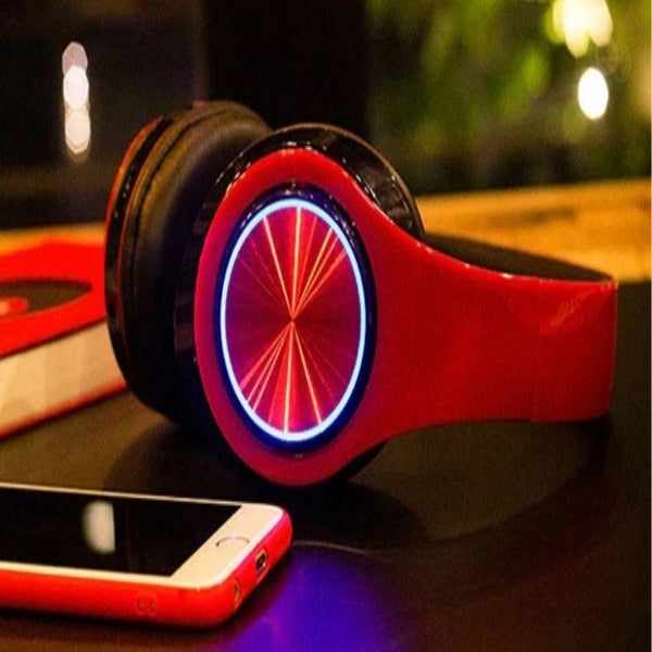 Bluetooth headphones with LED light