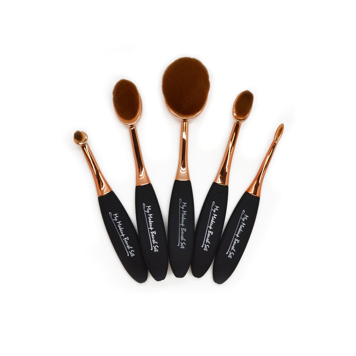 5 Piece Rose Gold Oval Brush Set