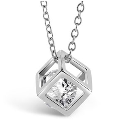 Cube Necklace - White Gold - Florence Scovel