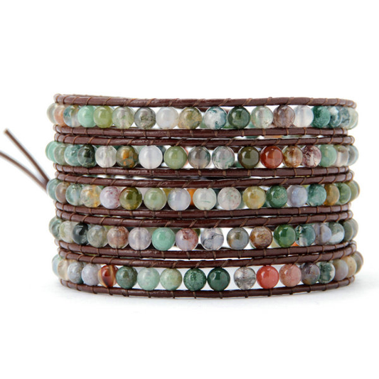 4MM  India Agate Stone Wrap Bracelet - Florence Scovel - 1