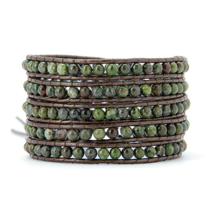 4MM  Natural Jasper Stone Wrap Bracelet - Florence Scovel - 1