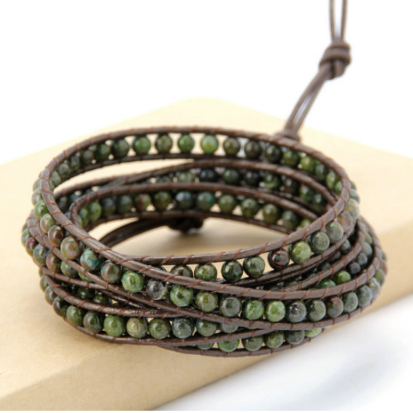 4MM  Natural Jasper Stone Wrap Bracelet - Florence Scovel - 2