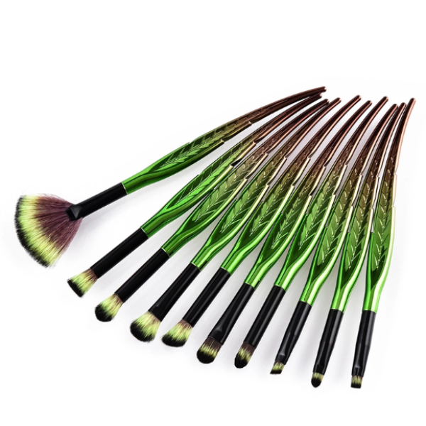 10 Piece Pure Leaf Makeup Brush Set